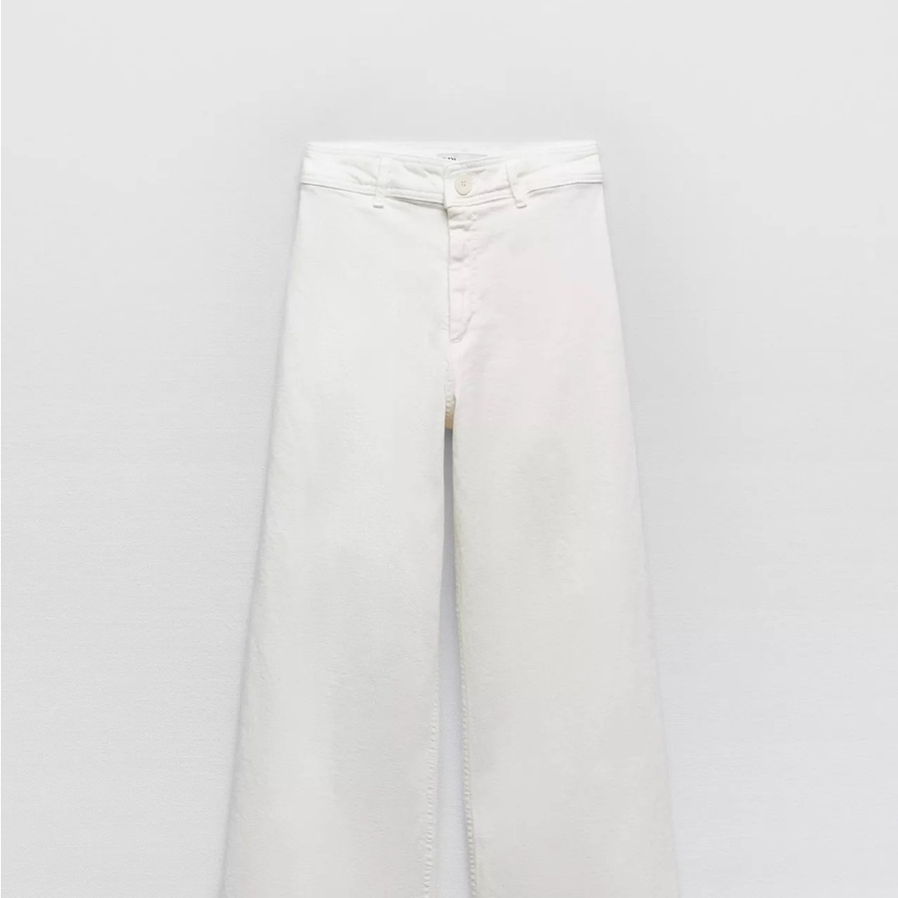 Zara White Flare Wide Leg Jeans